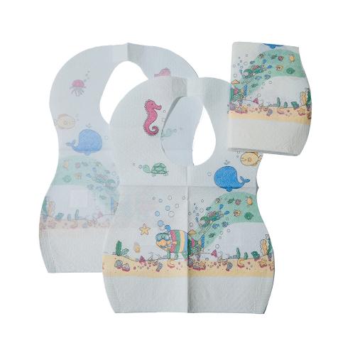 Chine Disposable Baby Bib, Waterproof Paper + PE Film 25*28cm+5cm with Pocket Fabricant
